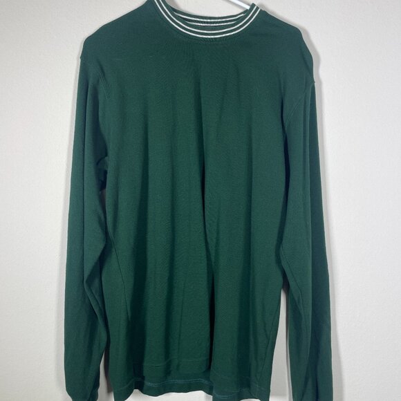 J Crew Sport Men's High Neck Forest Green Long Sleeve Shirt XL Cotton Blend! - Picture 1 of 4